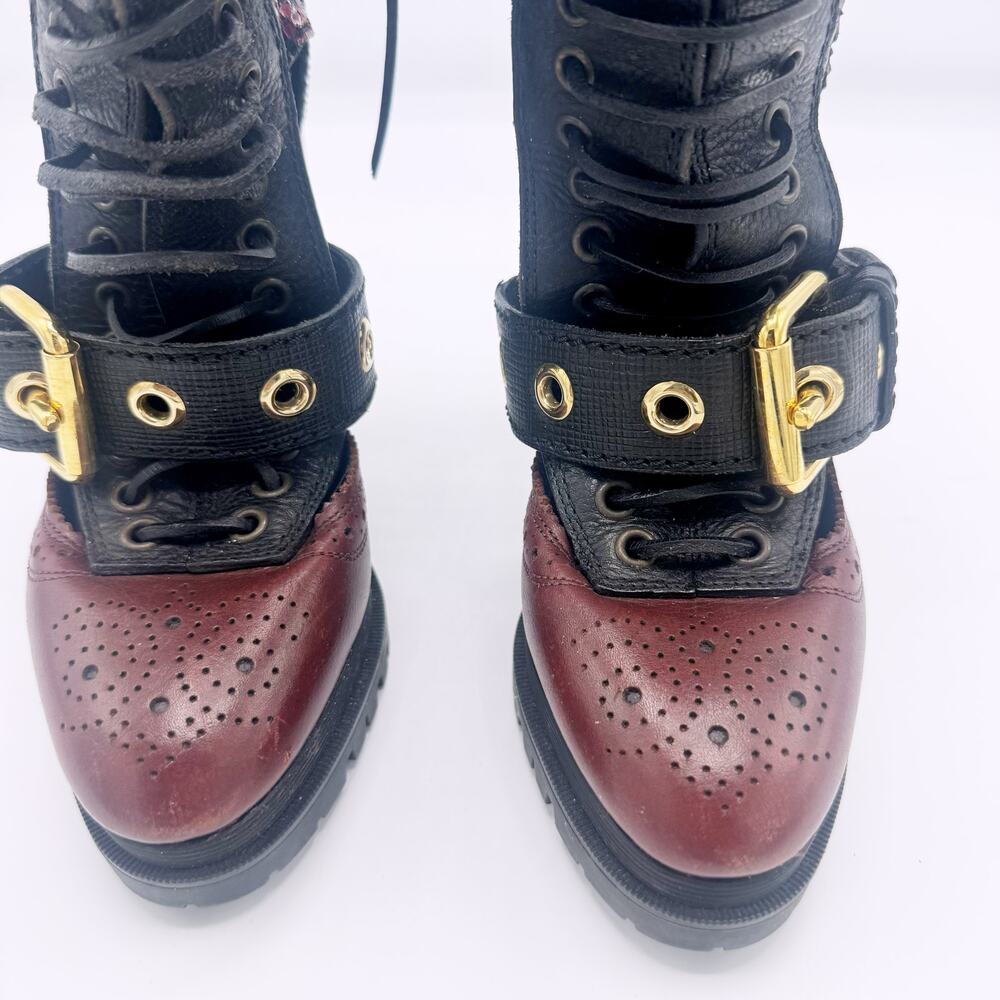 Burberry Military Westmarsh Cutout Ankle Boots in Burgundy (Size 36.5) - Picture 6 of 16